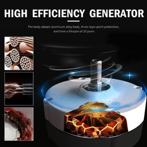 12000W Low Noise Vertical Wind Turbine Generator for Home, 12V/24V/48V/220V with Controller, Ideal for Garden Lighting, Courtyard Use, Eco-Friendly Energy Solution (White)