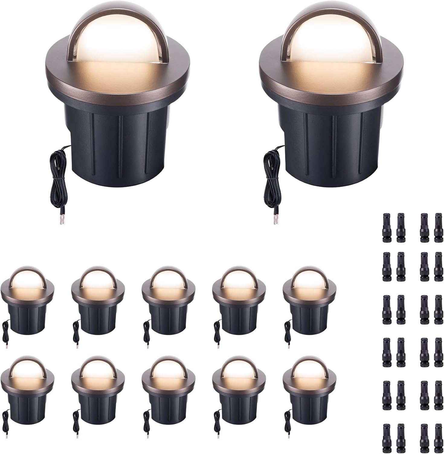 Well Lights Low Voltage, 5 Colors Selectable (Warm to Cool White) 12V In Ground LED Landscape Lights, IP67 Waterproof Outdoor, One Direction Aluminum ORB for Garden Tree 6W 420LM 12 Pack