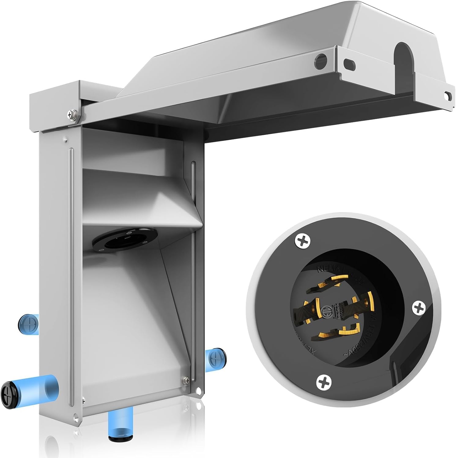 30A Generator Setup, L14-30P Generator Inlet Box with L14-30R to 14-50R Adapter, for Backup Generator