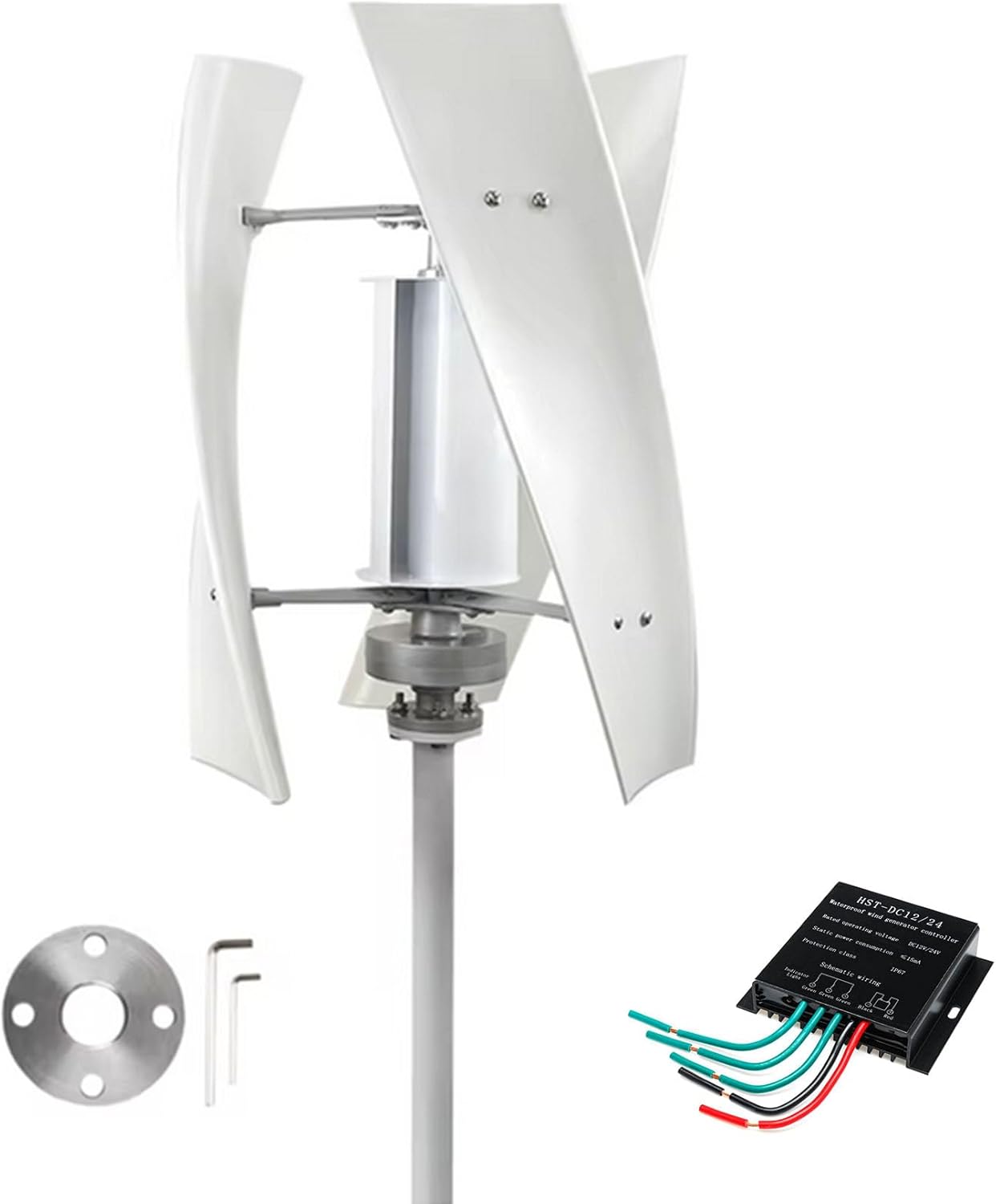 16000W Vertical Axis Wind Turbine Generator Kits 12V 24V 48V with Controller for Marine,Home 3 Blades 3 Phase AC Permanent Magnet Generator (220V)