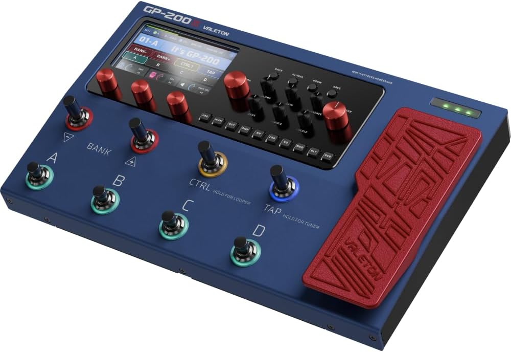Valeton Guitar Pedal Multi-Effects Processor Guitar Bass Amp Modeling IR Cabinets Simulation with FX Loop MIDI I/O Expression Pedal Stereo OTG USB Audio Interface GP-200X