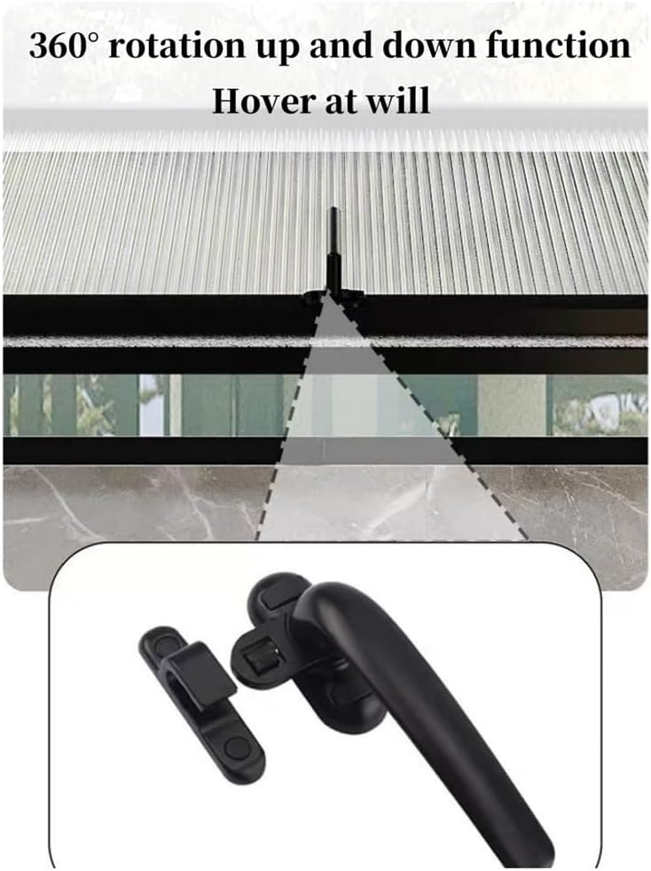 360° Rotatable Rectangular Metal Window, Recessed Casement Window with Tempered Glass & Handle for Garage, Bathroom, Office Use(Black,23.6x15.7in)