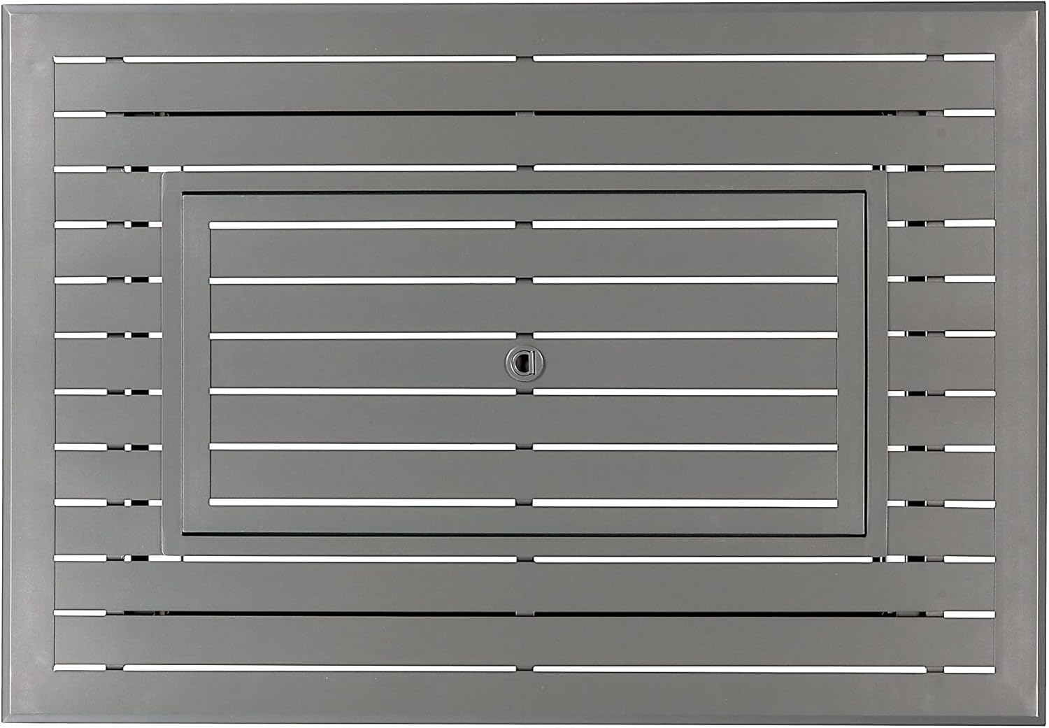 Rectangular 46 in. x 31 in. Aluminum Propane Fire Pit Table, Glass Beads, Two Covers, Lid, 57,000 BTUs in Grey Finish