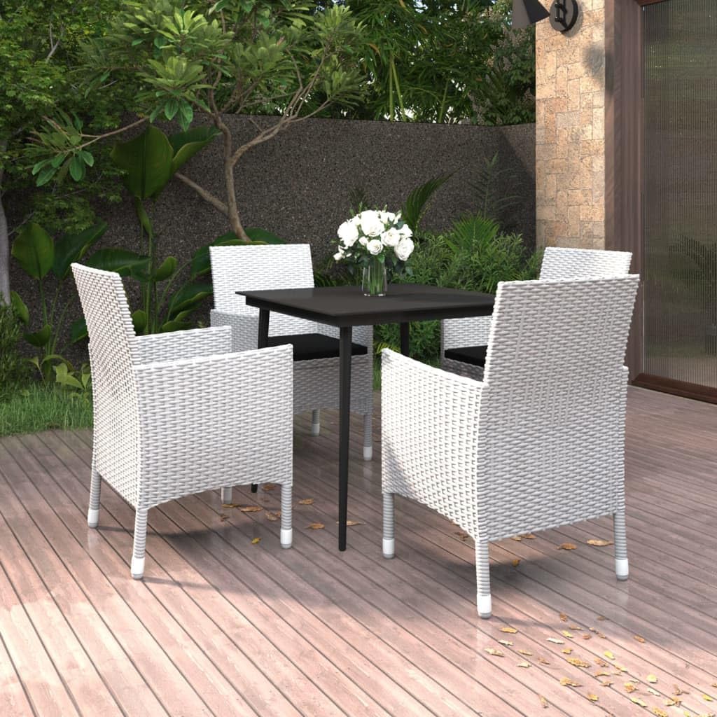 Furniture Sets 5 Piece Patio Dining Set with Cushions Poly Rattan and Glass,Modern Outdoor Patio Dining Set with Comfortable Cushions for Family Gatherings Garden Conversation Sets