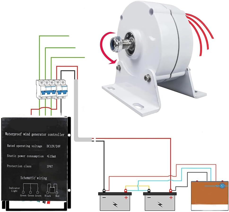 3 Phase Gearlessermanent Magnet Generator 10000W 12V 24V 48V DIY AC Alternator for Wind Water Turbine for Home Use(with Controller)