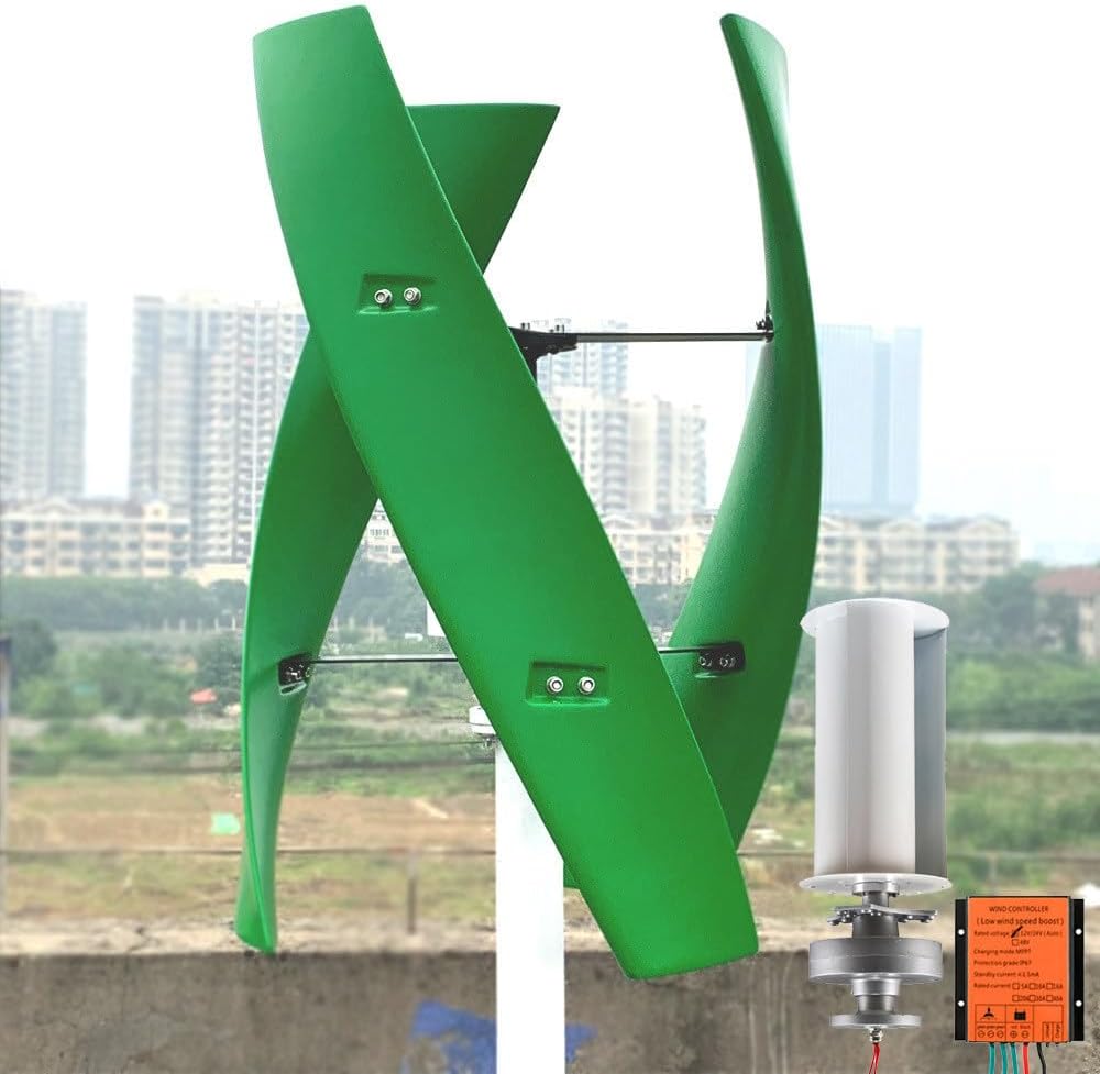 5KW Vertical Wind Generator with MPPT Controller and Auxiliary Starter Wheel, 12V 24V 48V Magnetic levitation, Wind Turbine for Home and Street Lighting,48V