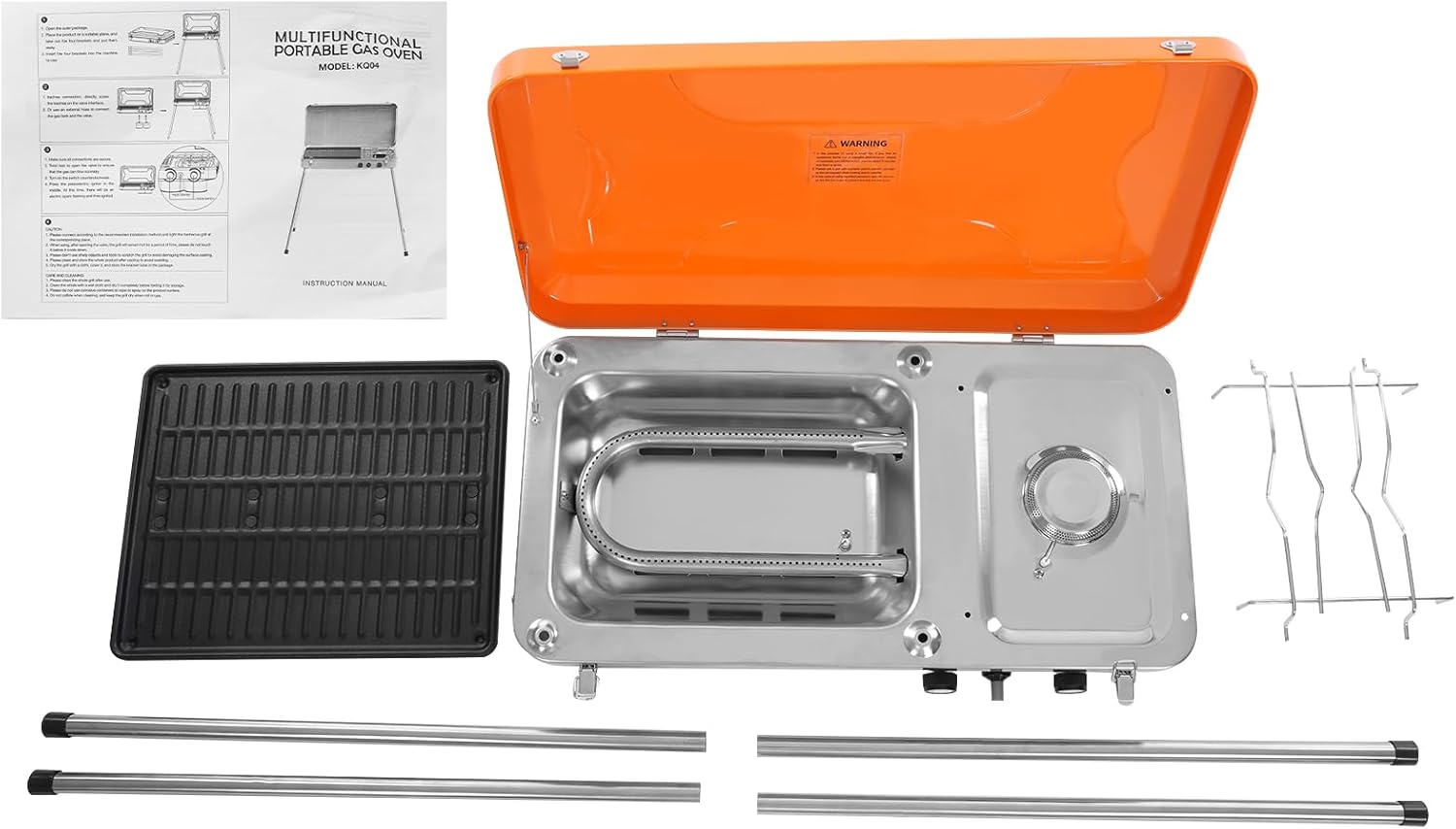 Gas Camping Stove, 2-Burner Portable Propane Grill 2 * 5860BTU Adjustable Firepower Portable Outdoor Grill Stove for Party, Picnics, parties, or camping