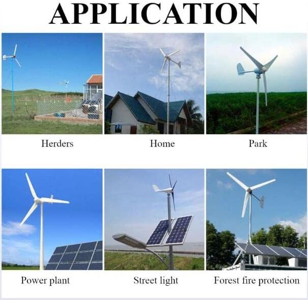 3000W No Noise Vertical Horizontal Wind Turbine Generator Set,12V 24V 48V 5 Blade Outdoors Wind Turbine W/Controller, for Home Street Lighting(Blue)