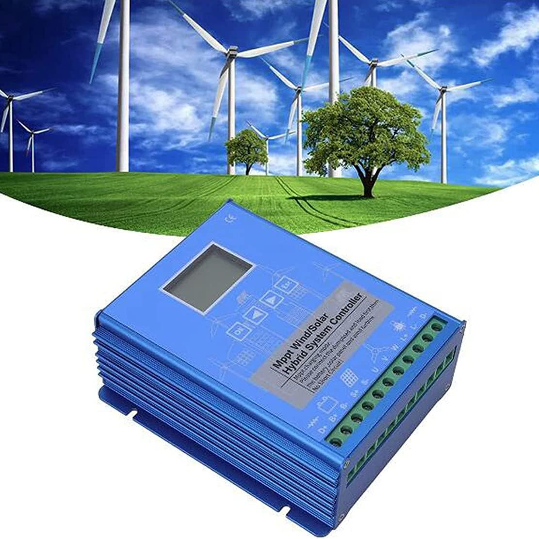 2000W/4000W/6000W MPPT Solar Charge Controller 12V/24V/48V Intelligent Identification Buck Wind Hybrid System Charge Controller Solar Panel Battery Regulator with LCD Display,6000W-24V