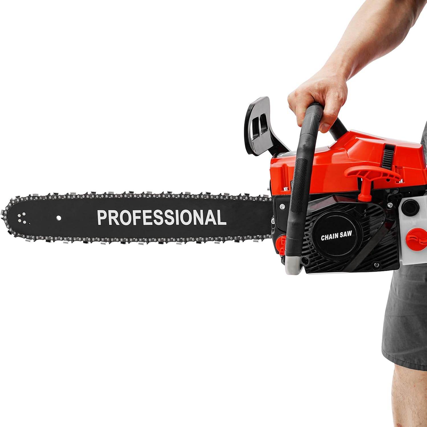 20Inch Power Chainsaw, 58CC Electric Logging Saws Gas Powered Chainsaw 2 Stroke Petrol Chainsaw For Cutting Wood Gasoline Chainsaw Garden Farm Home Petrol Chainsaw