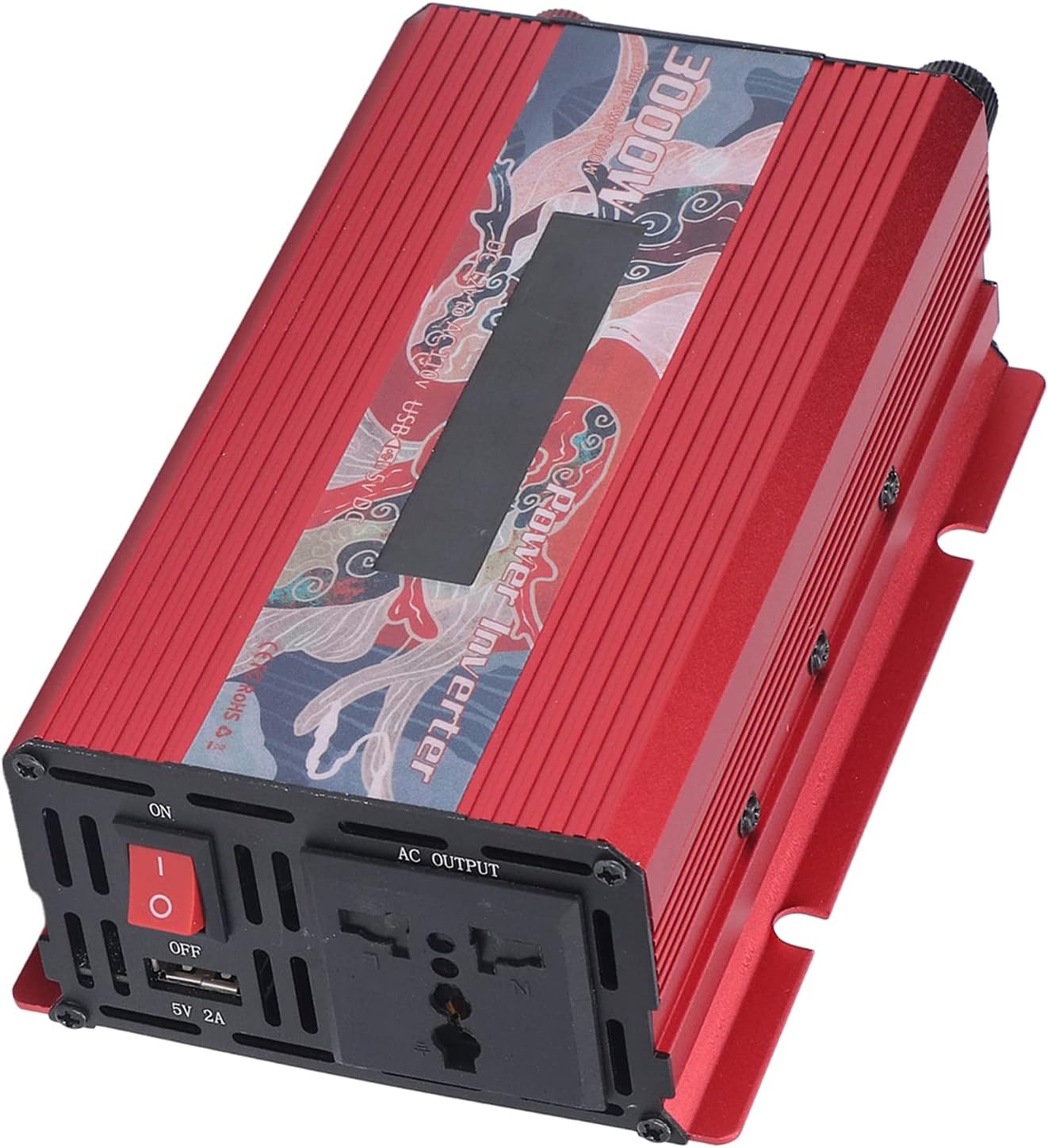 Smart Power Inverters, 3000w, DC 12V to AC 110V Smart Power Convertor, Pure Sine Inverter for Refrigerator, Solar & Wind Power(Red)