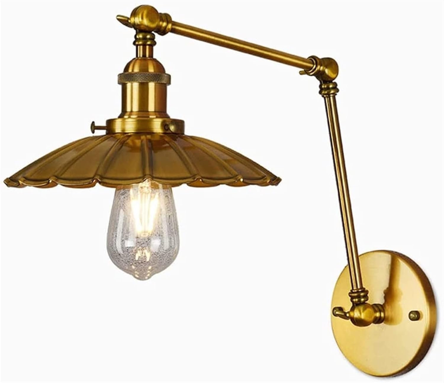 Wall Lamps, Adjustable Wall Sconce - Industrial Swing Arm Wall Lamp, Retro Nostalgic Wall Light, E27 Lamp Holder, Wall Mounted Lighting Fixture for Bedroom Living Room Bedside Hallway Aisle