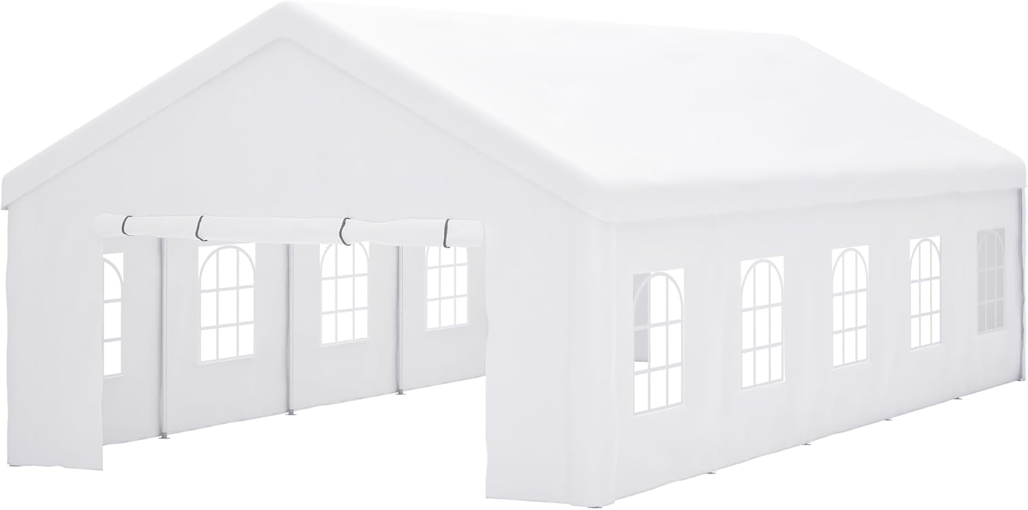 16x32 FT Party Tent with 3 Storage Bags & Removable Sidewalls, Outdoor Canopy Gazebo for Carport Camping Garden Wedding BBQ Commercial Events (16x32 FT)