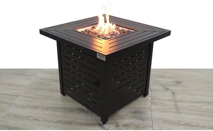 25'' H x 30'' W Steel Outdoor Fire Pit Table with Lid