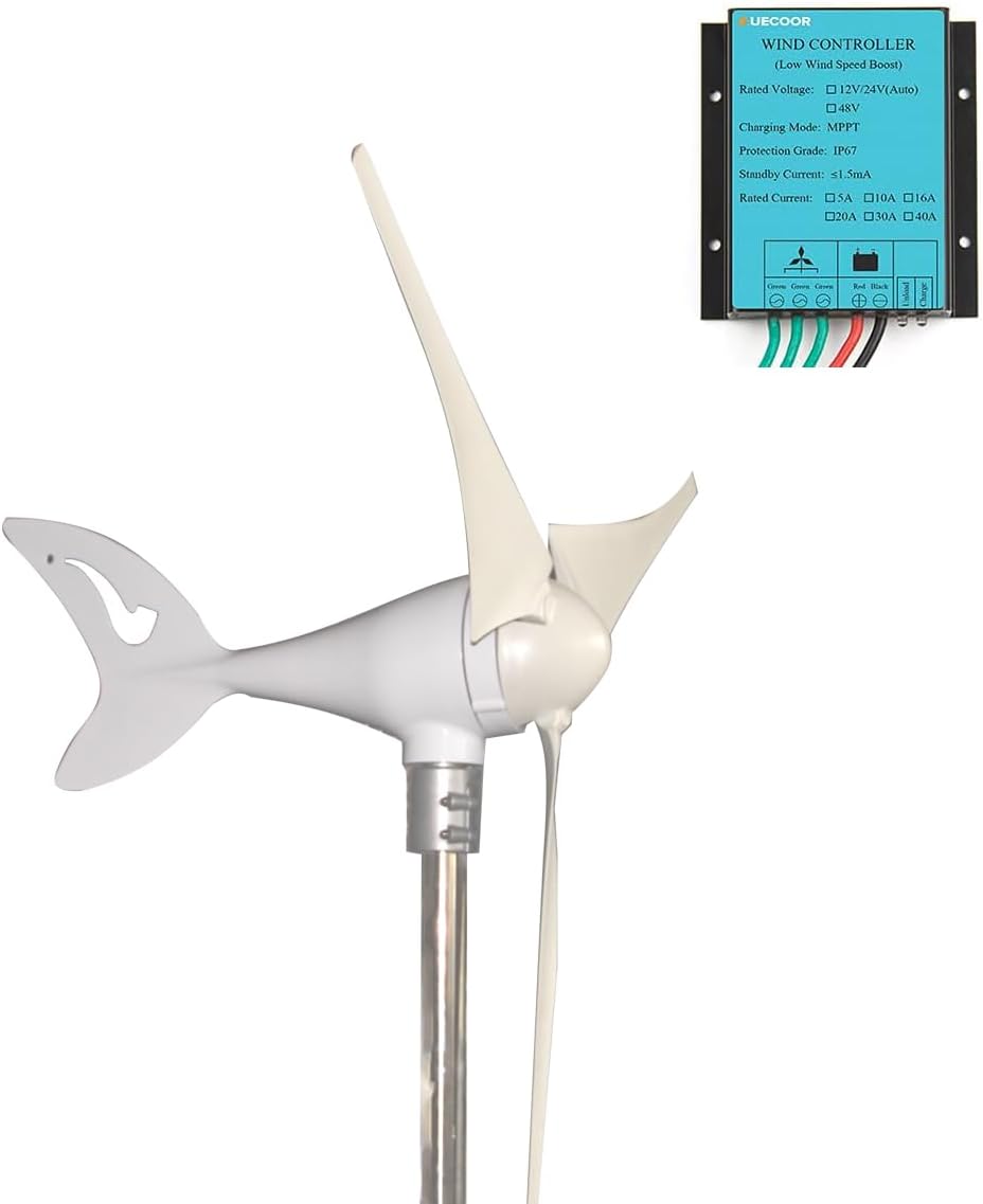 800 Watts 12 Volt Solar Wind Turbine Generator System Kit: 400 Watt Wind Turbine+ 4 * 100W Mono Solar Panel+ Solar Controller +Wind Controller and Accessories