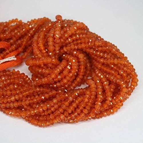 2 strand carnelian fanta orange rondelle faceted loose rondelle gemstone craft beads strand 13