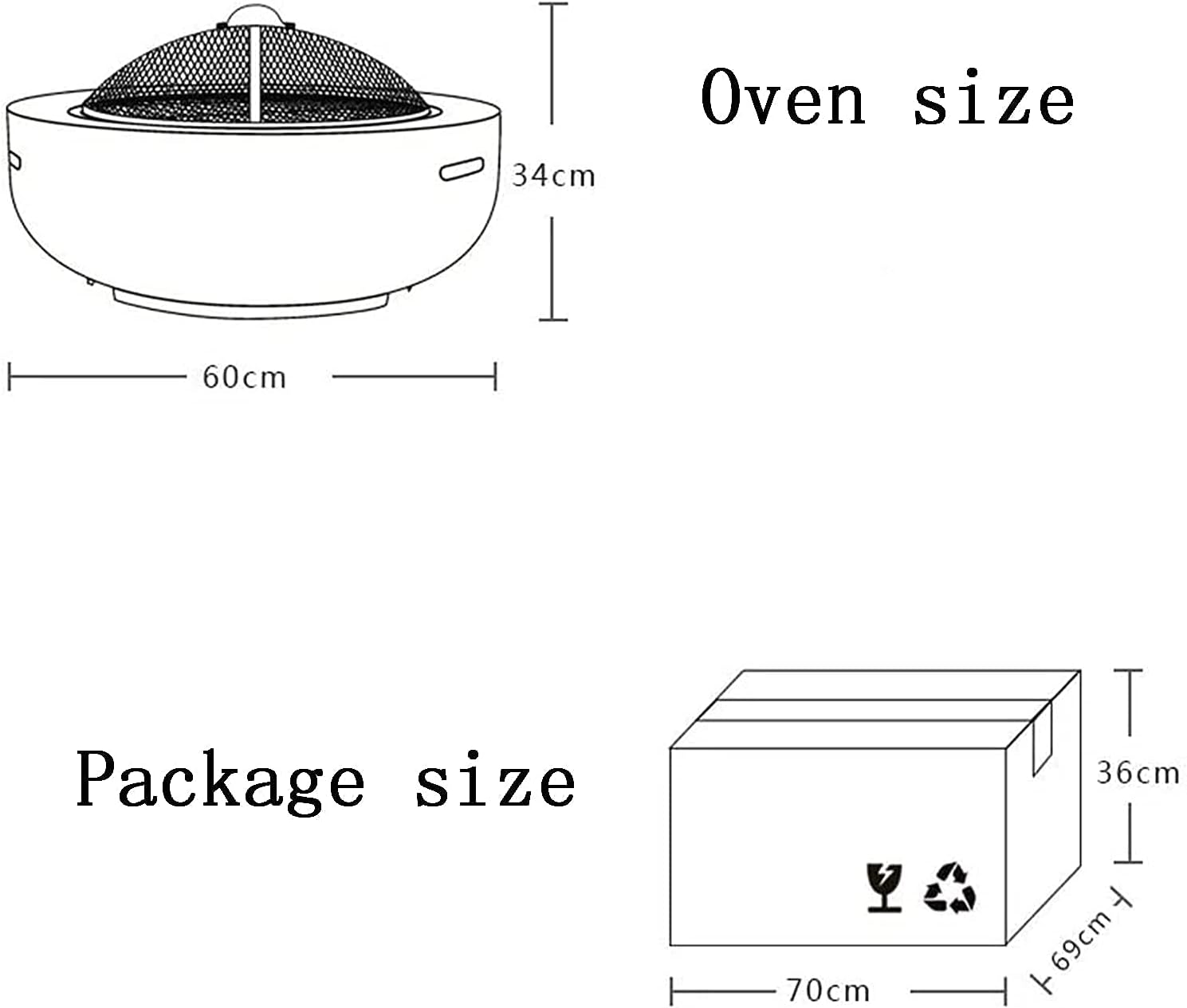 Wood Burning Fire Pit BBQ Grill Firepit Bowl Outdoor Heaters & Fire Pits Table Top Fire Pit Outdoor with Grill Grate