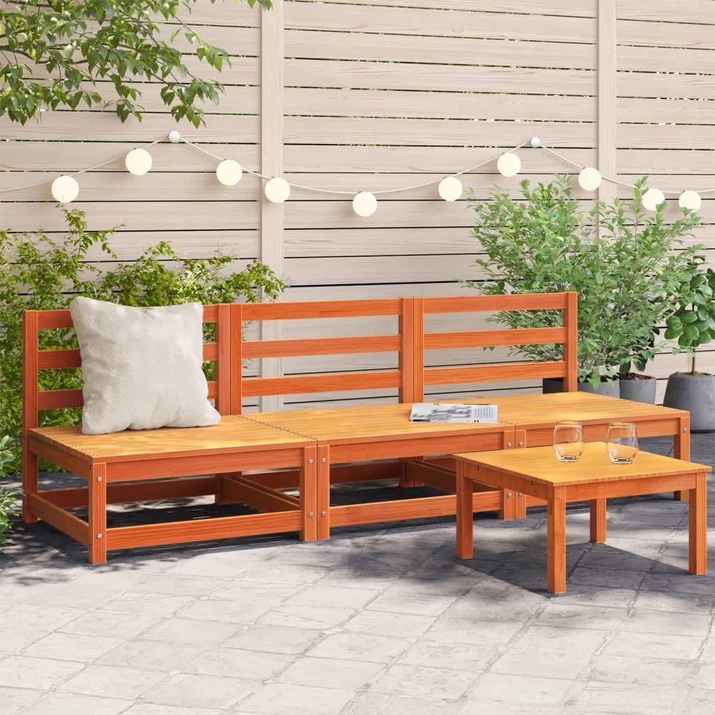 Outdoor Sofa Patio Sofas Armless 3 pcs Wax Brown 27.6