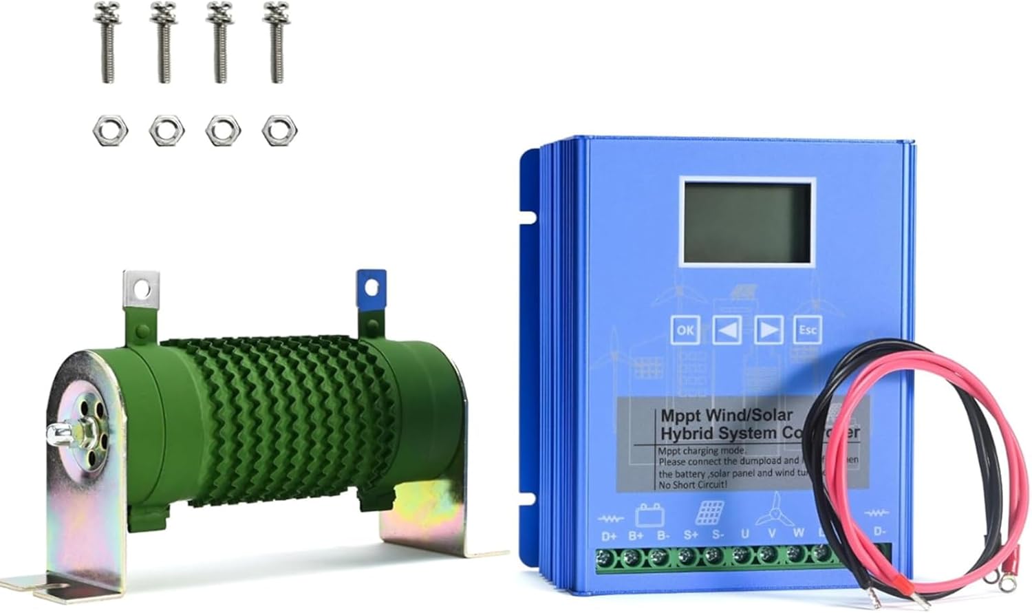 Solar Wind Power Accessories Intelligent Regulator,1500W Wind Solar Hybrid Charge Controller with LCD Display Apply to 12/24/48V Sealed and Lithium Battery Colorful,12V