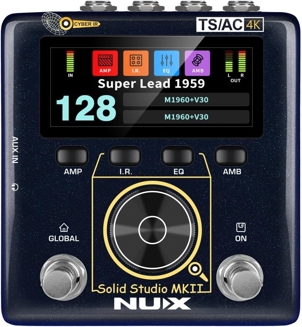 NUX Solid Studio MKII Preamp and IR Loader Pedal - Bundle with 2 Instrument Cables, 4 Patch Cables and Snark-X Tuner