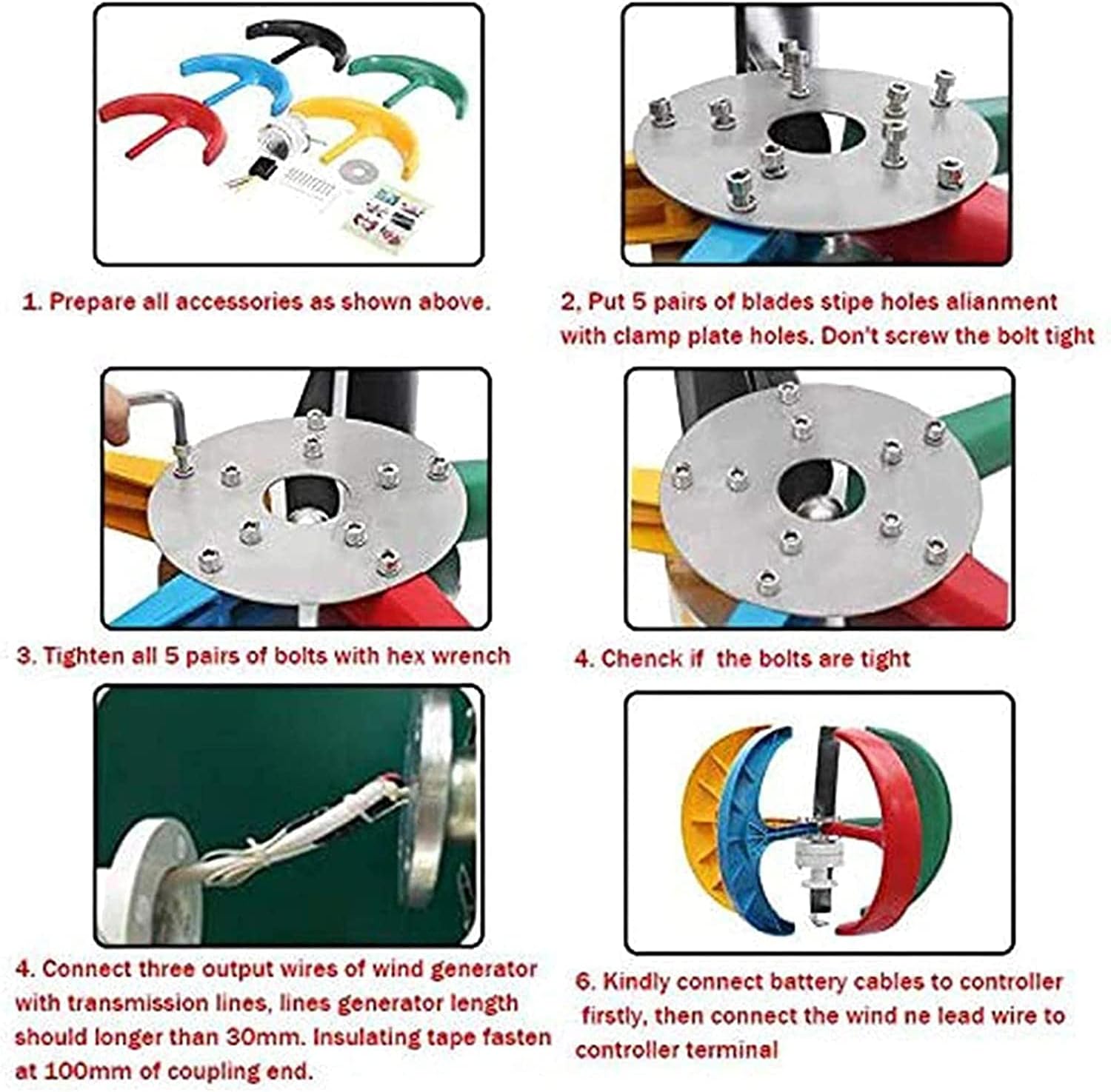 LiuSj JUnSt 8000W Wind Turbines Generator Lantern+ 5 Blades Motor Kit Vertical Axi for Home Hybrids Streetlight Electromagnetic AC