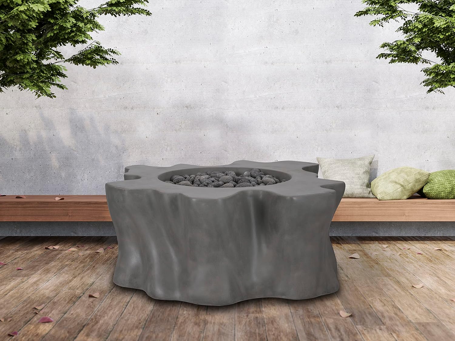 PyroMania Root Concrete Fire Table, Slate Gray, Propane Set up
