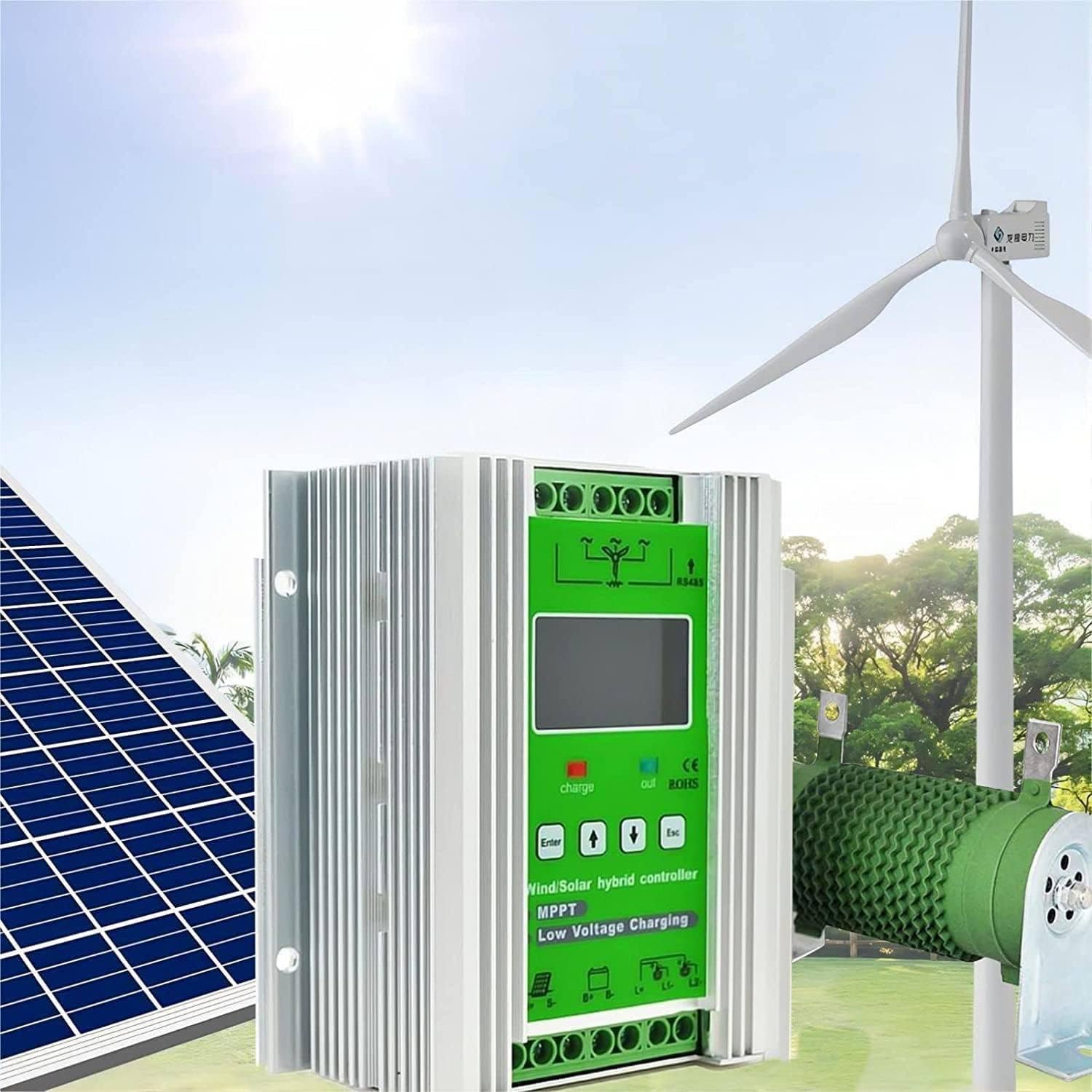 Wind Solar Hybrid Controller, 12V/24V /48V LCD Display Wind Solar MPPT Wind Solar Hybrid Controller Pioneer Version Charge Lithium & Lead Acid Gel Battery,20000W-24V