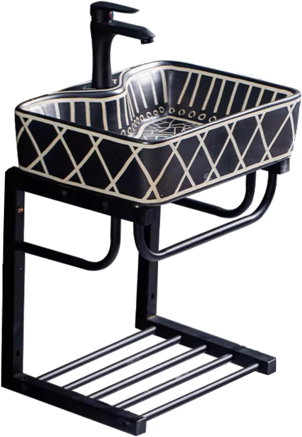 Bathroom Sink Corner, Wall Mount Hung Small Vessel Sink, Wall-Mounted Wash Basin,Black