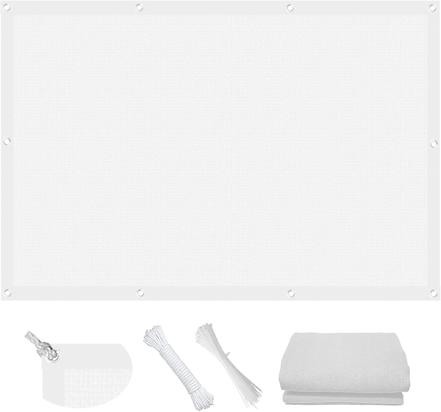 Breathable Canopy 3.2 x 10 m 95% UV Block 98% Shading Rate Breathable Canopy with Cable Ties for Garden and Backyard White