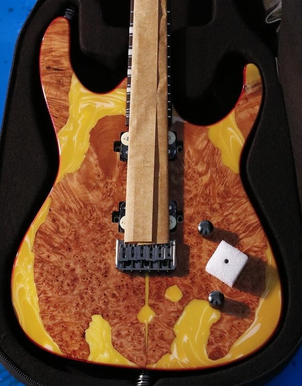 Leo Jaymz Electric Guitar Hurricane Deluxe See What You Get Series, Mahogany Body, Roasted Maple Neck, Rosewood Fretboard, Locking Tuners, Rounded Frets, Case (S-Grade, YN-0010)