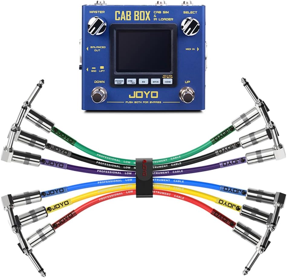 JOYO Cabinet Modeling Power-amp Simulation Effect Pedal R-08 Bundle with Guitar Pedal Patch Cables CM-11, 1/4 Inch