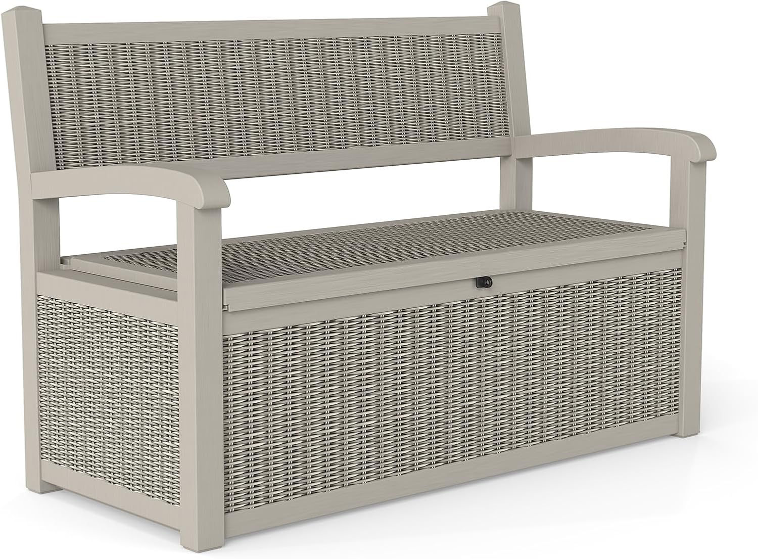 70 Gallon Storage Bench Deck Box,Patio Storage Benches with Armrest, Lockable Bench Outside, Waterproof for Pool Patio Garden (Grey)