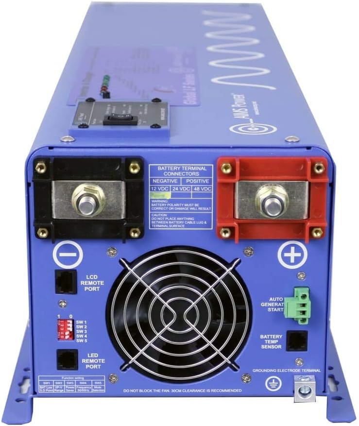 AIMS Power 6000 Watt / 18000 Watt Peak Pure Sine Inverter Charger 48 VDC / 240 VAC Input to 120/240 VAC Output with LCD Remote
