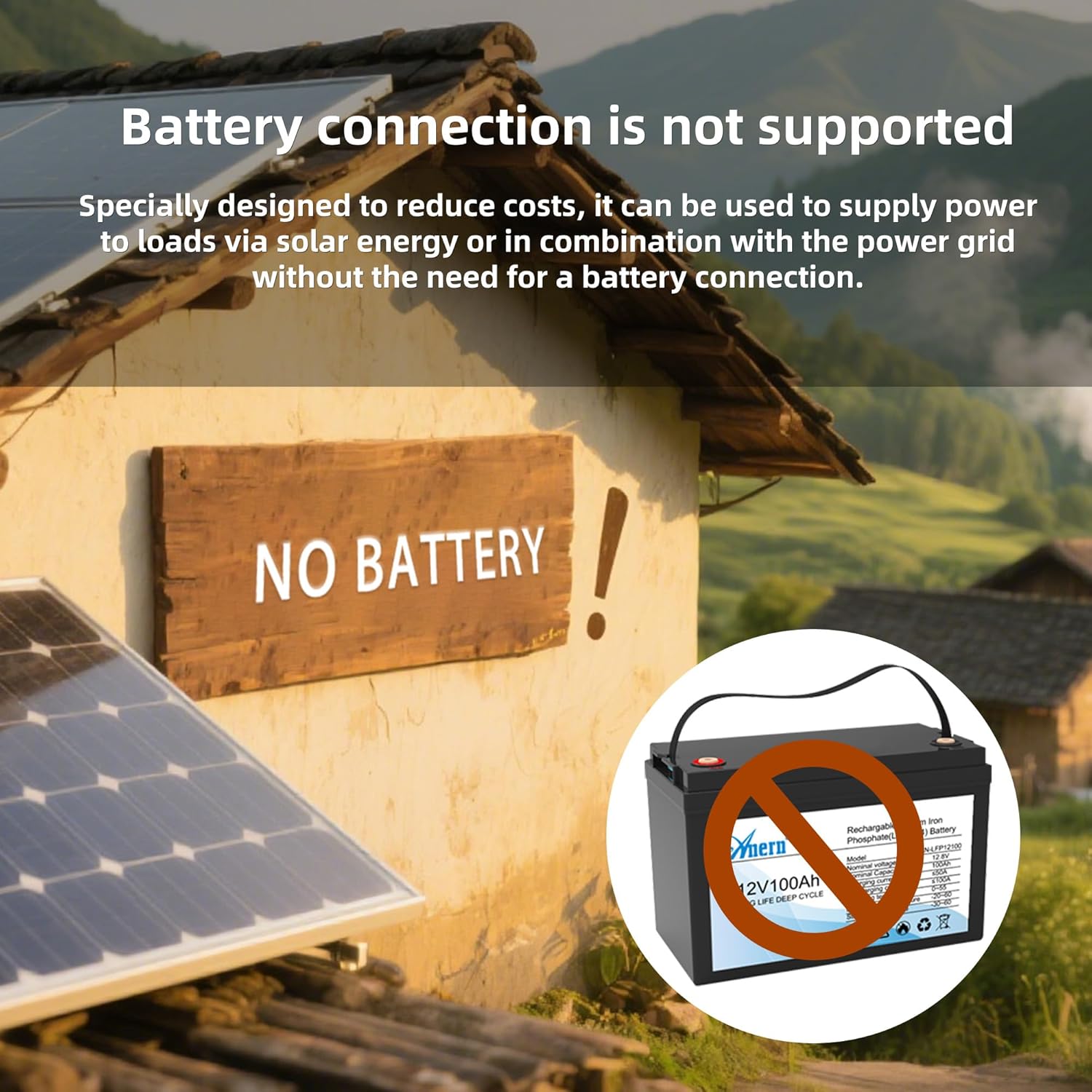 Anern 10KW Solar Inverter 220-230VAC, Pure Sine Wave Inverter with 3 Independent MPPT Solar Charge Controller Max PV 13500W, Battery-Free Design, Support Water Pump & Generator, for Off-Grid System