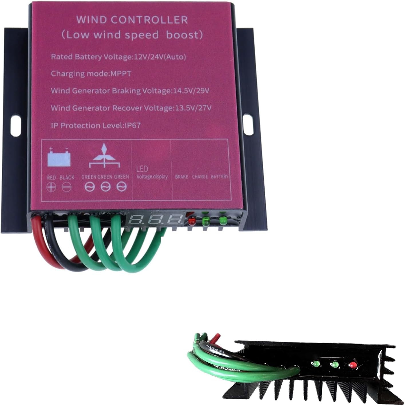 IP67 Waterproof Controller 6000W Wind Turbine Charge Controller 12V 24V 48V Auto MPPT Low Wind Speed Boost Wind Regulator, for Wind Power System