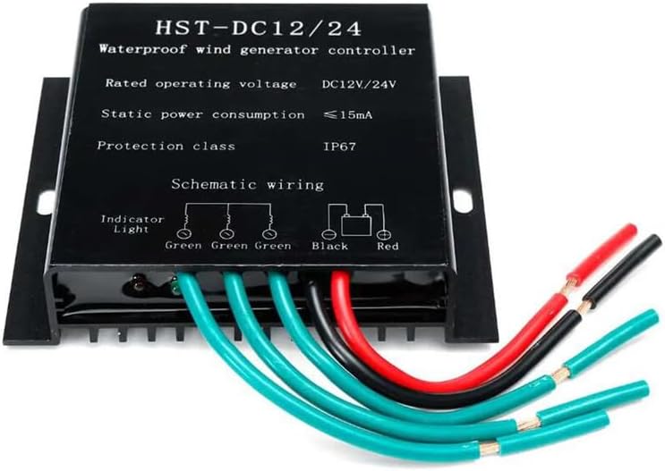 12V/24V/48V 14000W Wind Turbine Generator Controller, Waterproof Battery Charging Regulator for Household Vertical Wind Turbine(Black)