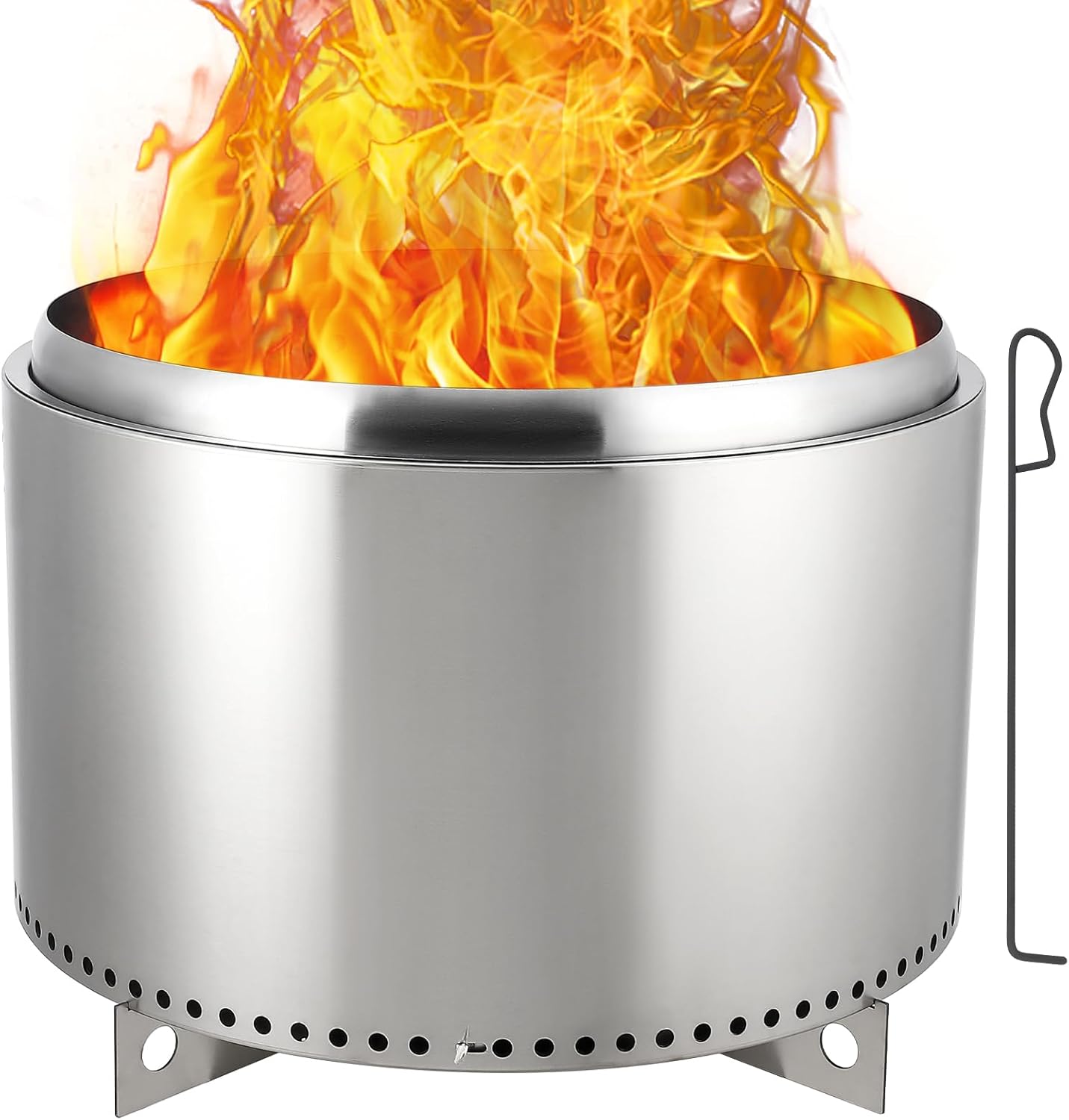 GarveeLife 27 in Smokeless Fire Pit, Portable Outdoor Fire Pit with Removable Stand and Ash Pan, Perfect for 4-6 People Bonfire, Camping, Picnic, Family Gatherings for Garden