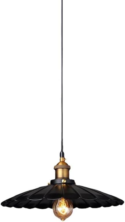 YONG - FR Chandelier, Retro Style Chandelier, E27 Screw Single Pendant Lamp, Creative Small Black Umbrella Lid Metal Lighting Fixtures, Loft Restaurant Cafe Bar Hanging Light.(25cm)