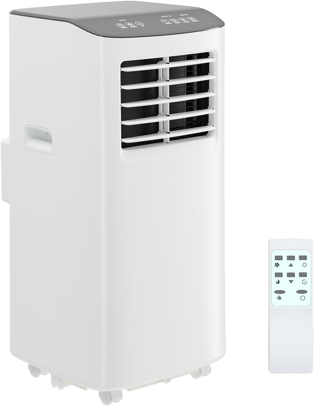 GlowSol 8000 BTU Portable Air Conditioner with Dehumidifier, Drainage-Free, Quiet Cooling w/Remote, 24H Timer, 4 Modes - For Bedroom/Office，Window Kit Included, Grey top