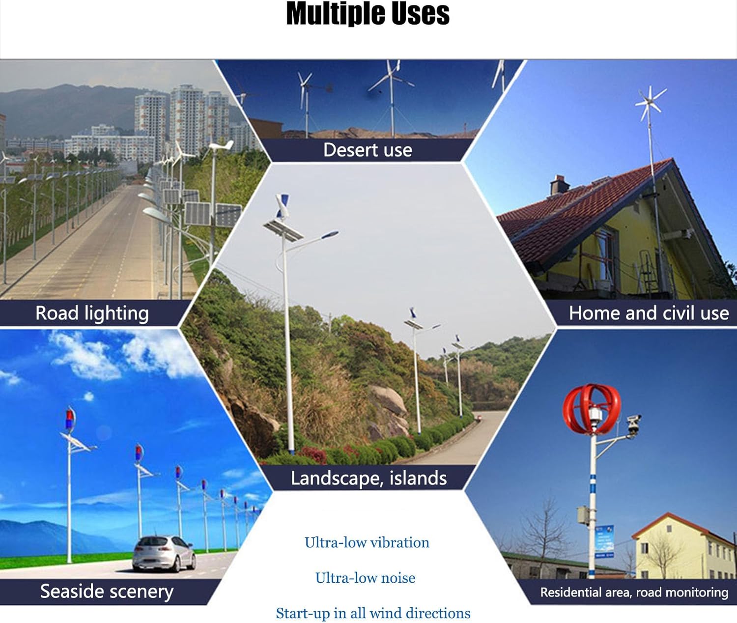 Vertical Wind Power Turbine Generator Kit,12V/24V Helical-Maglev Shaft Wind Turbine Generator with Charge Controller, Home Three Phase-Permanent Magnet Generator, Commercial Industrial Energy Supply,E