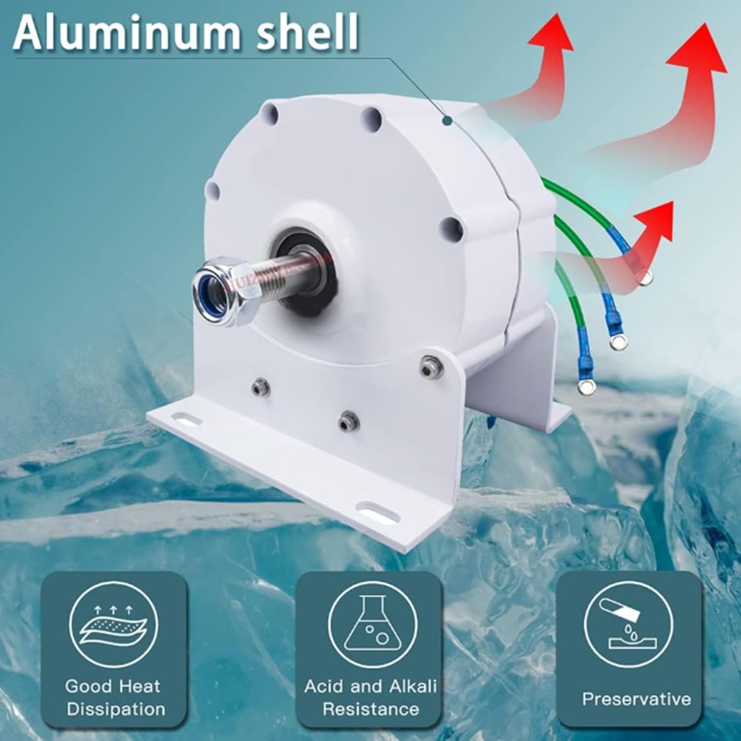 500Rpm Low RPM Permanent Magnet Generator,12000W 12V-220V DIY 3 Phase AC Alternators Gearless for Wind Turbine Water Wind Turbine (with Base)