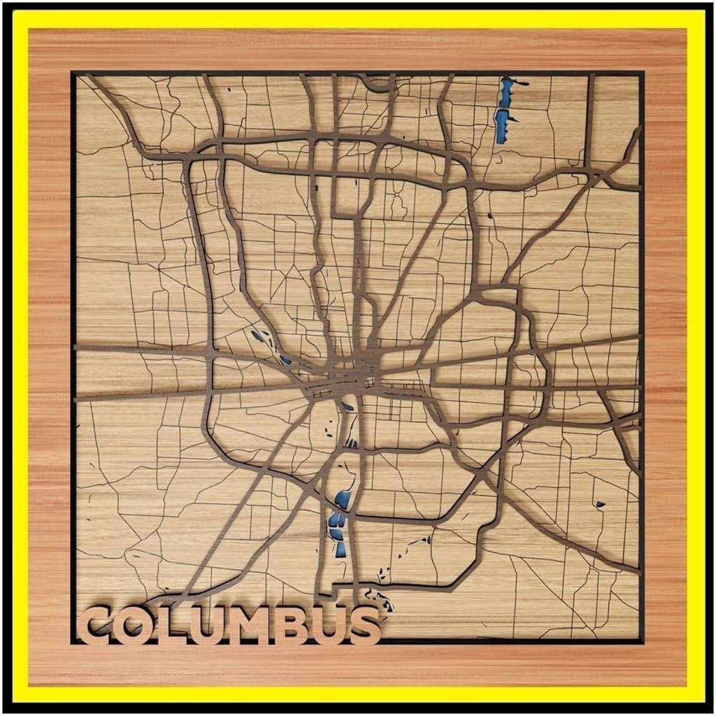 Columbus, OH, Home Essentials & Accessories, 3d Wood Map - Handmade in the USA - Cbus, Ohio Gift and Souvenir Maps