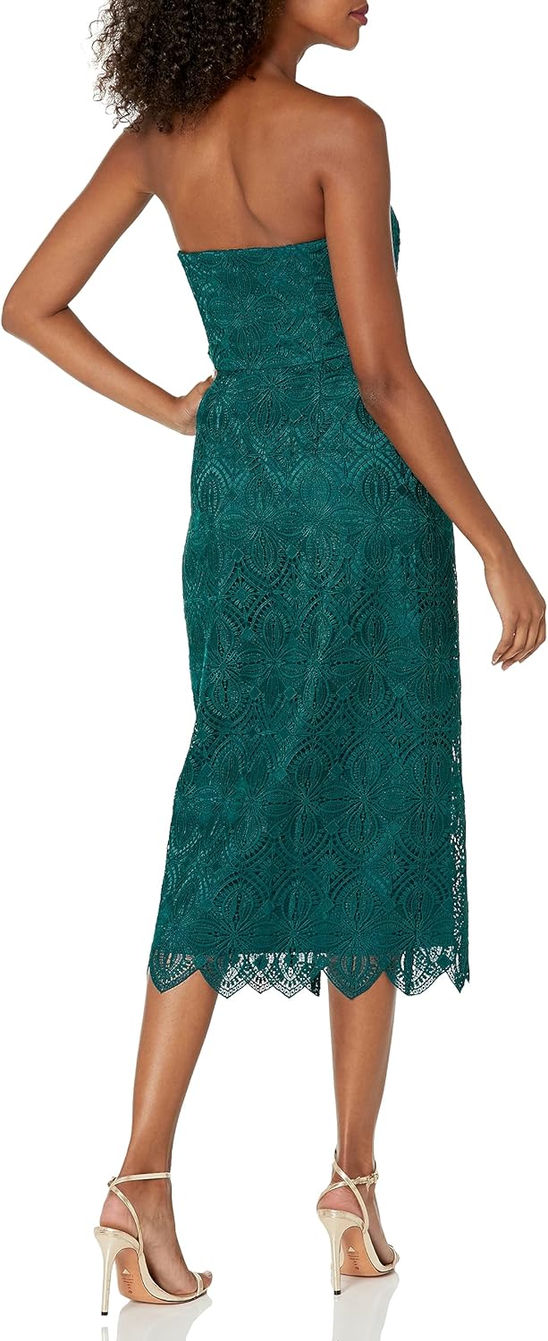 Trina Turk Womens Lace Strapless Midi DressCocktail Dress