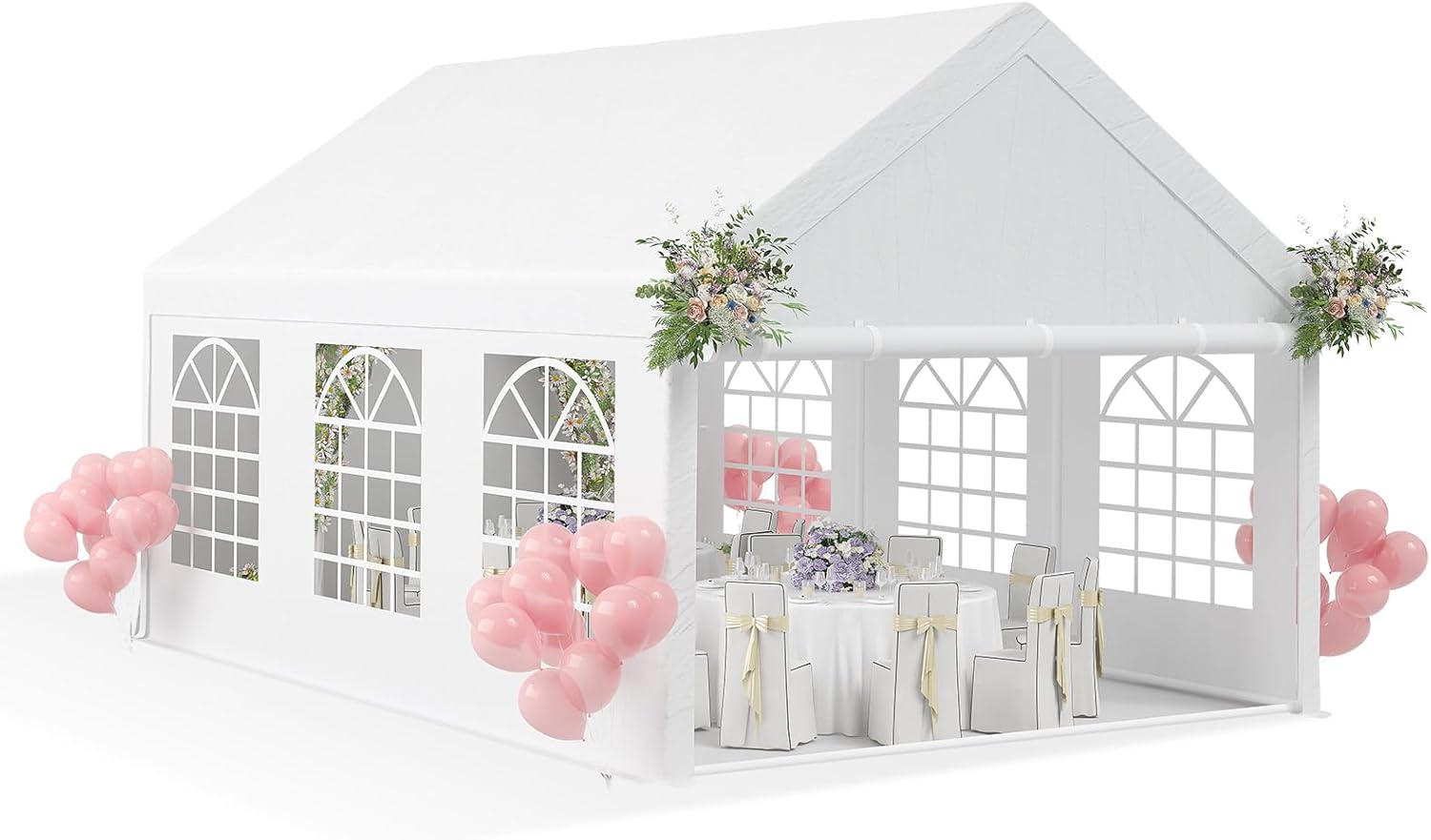 20 x 40FT Large Party Tent, Heavy Duty Outdoor Event Canopy, Wedding Tent with Removable Sidewalls & Church Windows, Carpas para Fiestas with Storage Bags, White Roof Outdoor Shelter