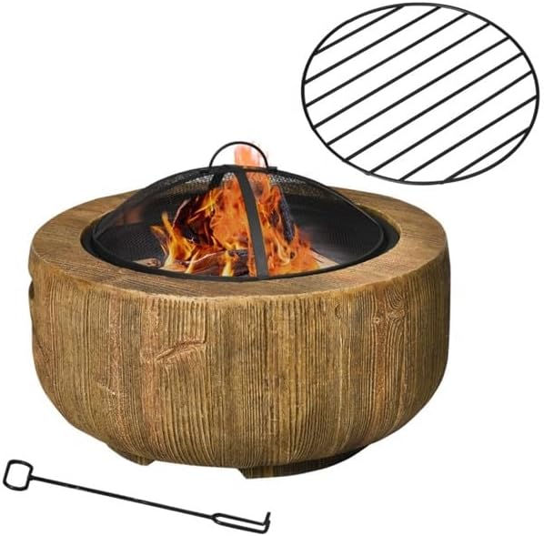 Outdoor Fire Pit with Stump Design, 24.25
