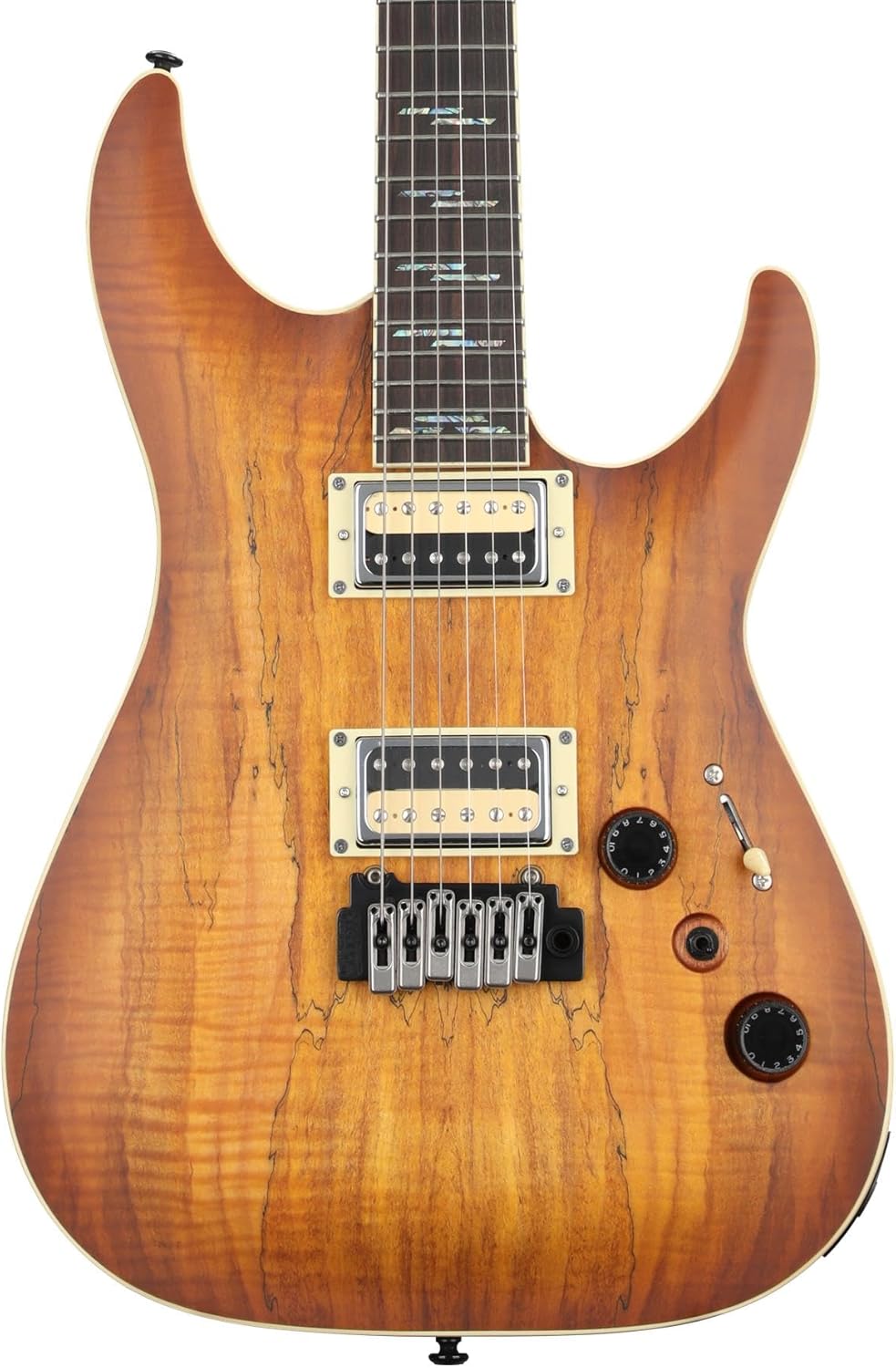 Schecter C-1 Exotic Spalted Maple Electric Guitar - Satin Natural Vintage Burst