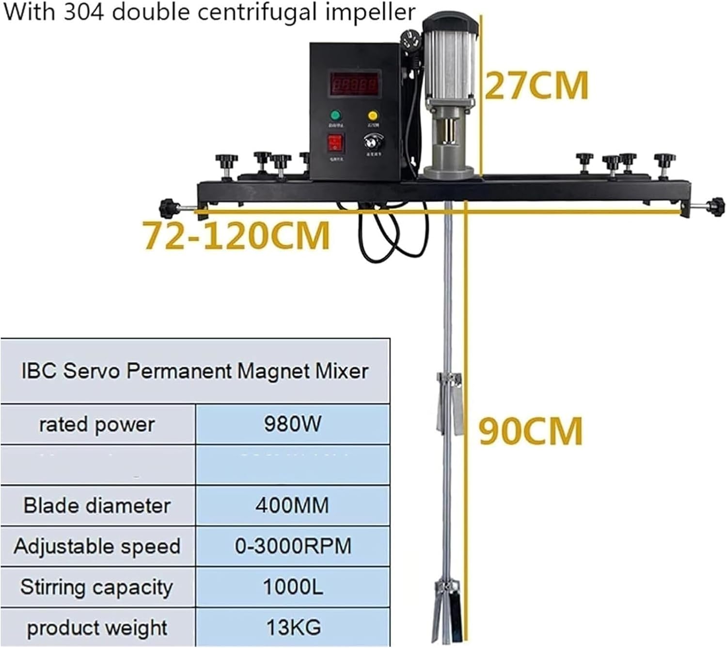 Agitator,980W Electric Tank Mixer Machine with Support Hanger,Paint Mixing Equipment,for Ink Dissolver Agitator