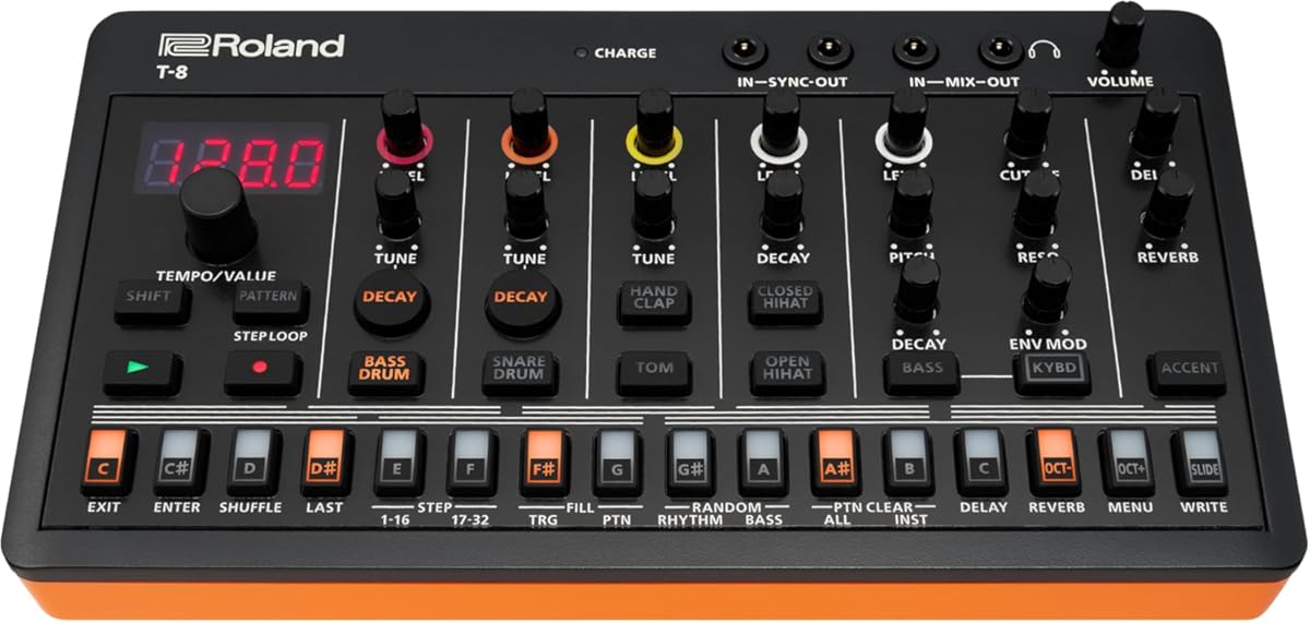 Roland AIRA Compact T-8 BEAT MACHINE | Ultra-Portable Rhythm and Bass Machine with Genuine Roland Sounds | TR-REC Drum Sequencer | Six Rhythm Tracks | Built-in Effects | USB and MIDI Connectivity