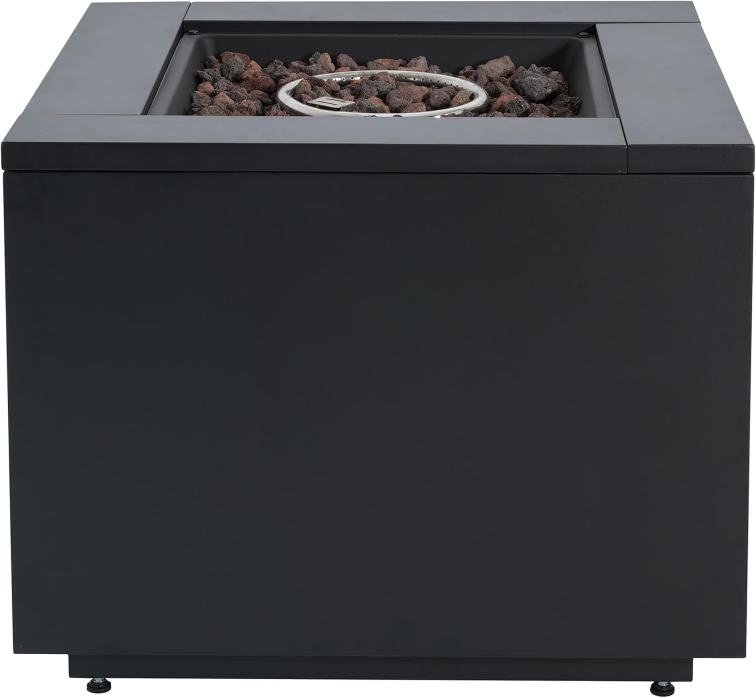 30 Inch Square Propane Fire Pit Table, 40,000 BTU Outdoor Steel Fire Pit in Black for Patio, Portable Gas Fire Pits for Outside Backyard Garden Deck Use with Cover & Lava Rocks, Only Table -N410B