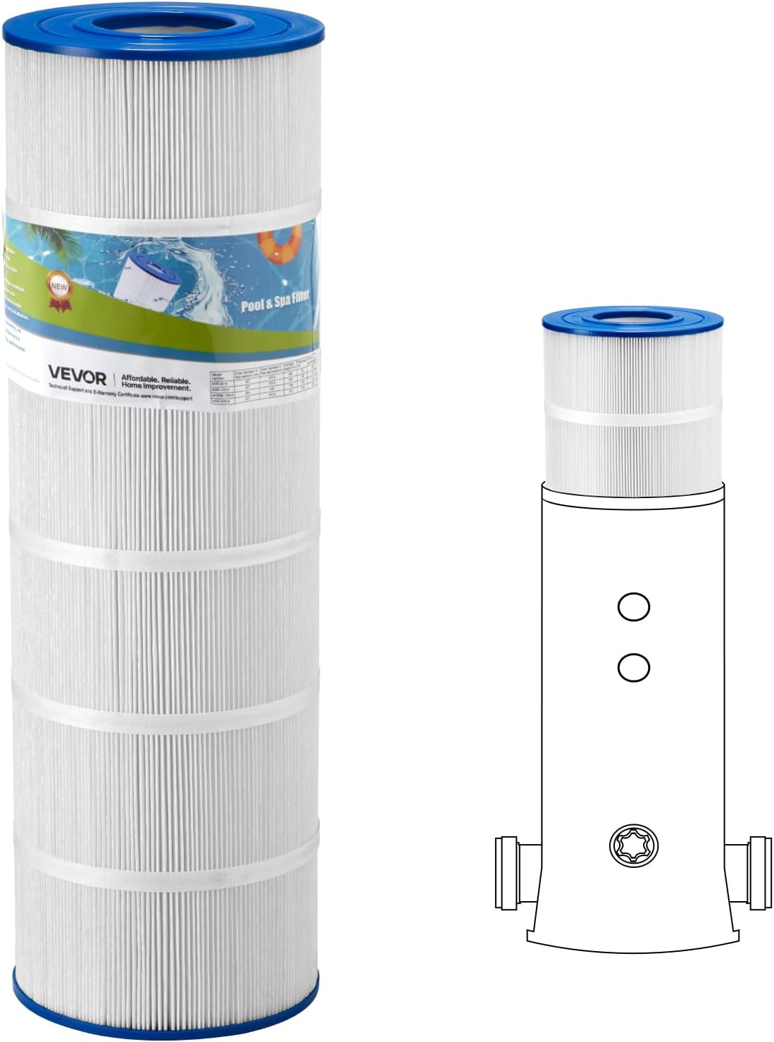 VEVOR C1750 Pool Filter Cartridge Replacement for Hayward C1750, Replace for Hayward CX1750RE, Pleatco PA175, Unicel C-8417, Filbur FC-1294, 175 sq. ft,L x OD:28 3/16